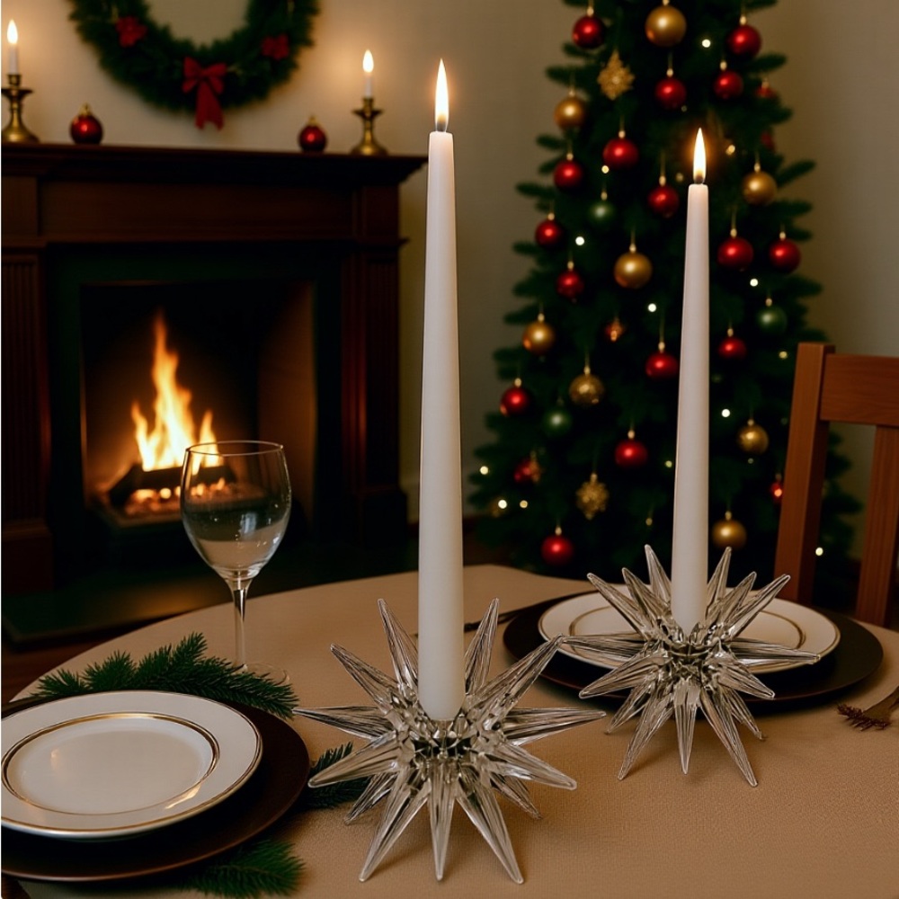 Clear Acrylic Star MCM Atomic Star Holiday Tree Ornaments / Candle Holders